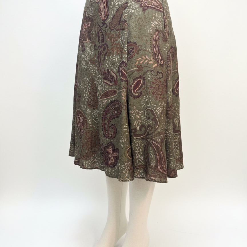 Ralph Lauren · 100% Silk Floral Paisley Skirt · 10 Petite · OliveBurg