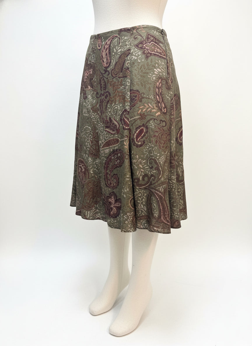 Ralph Lauren · 100% Silk Floral Paisley Skirt · 10 Petite · OliveBurg