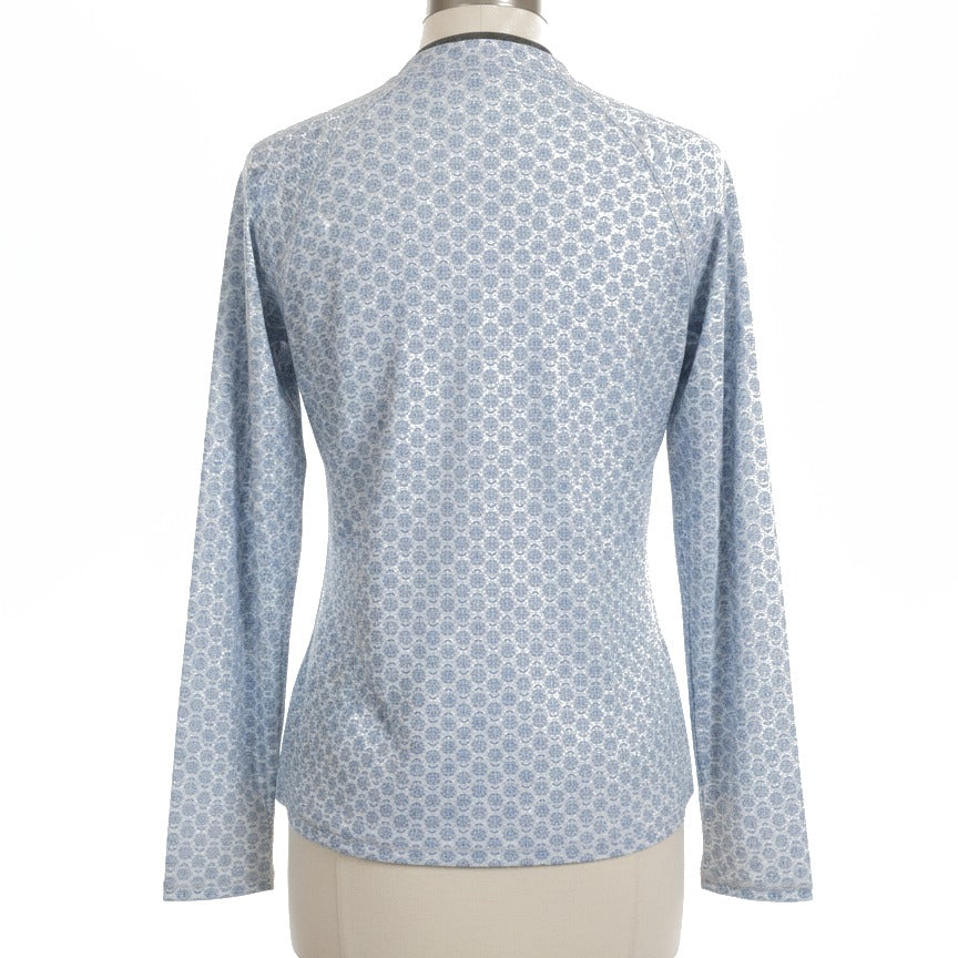 Aqua et Sol · 1/4 Zip Rash Guard · Large · Blue/White