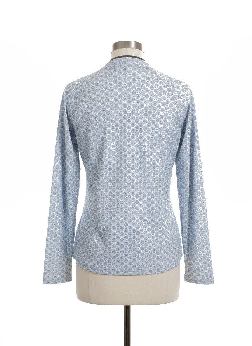 Aqua et Sol · 1/4 Zip Rash Guard · Large · Blue/White