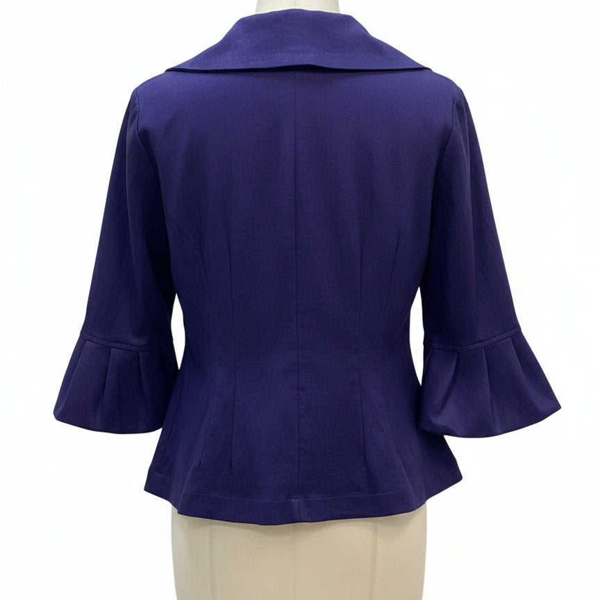 Jerry.T · 3/4 Sleeve Jacket Ruchted Collar · Medium · Purple
