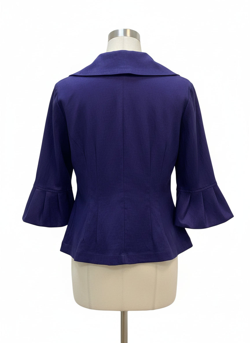 Jerry.T · 3/4 Sleeve Jacket Ruchted Collar · Medium · Purple