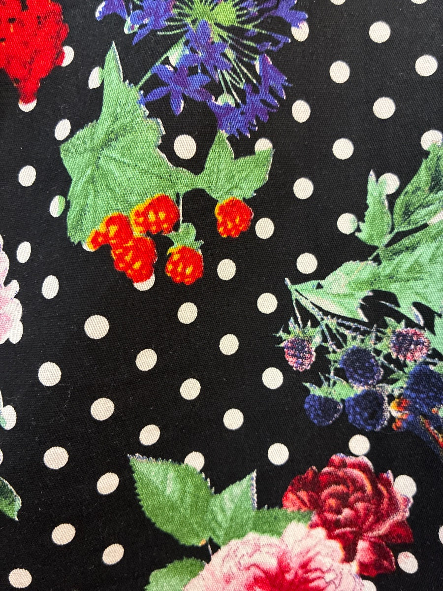 Miss Lulo · Polka Dot Belted Dress · 6 · BlackFloral