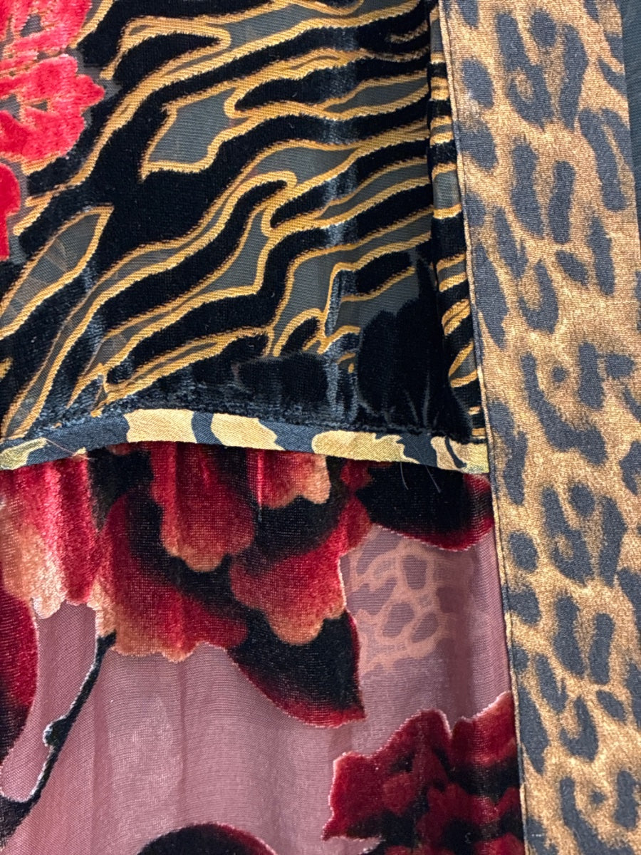John Mark · Open Drape Cardigan · Large · Black Multi-color