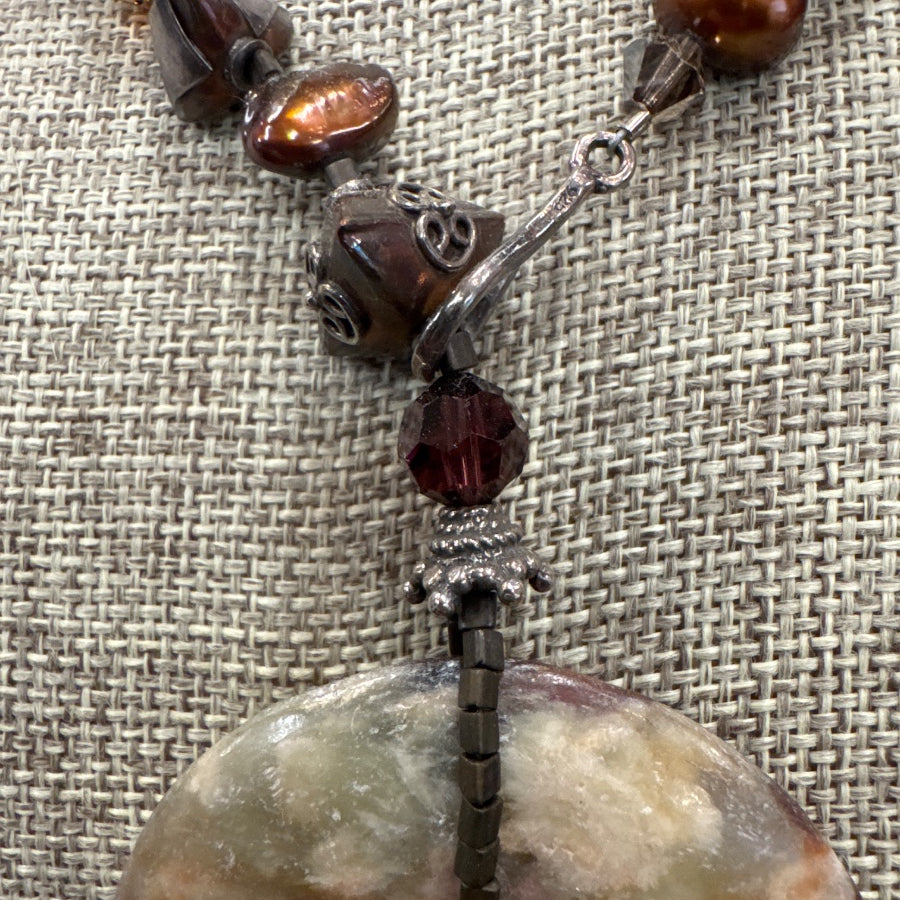 Artisan-Made Stone Bead Necklace · Stone Bead Necklace · Adjust · Brown
