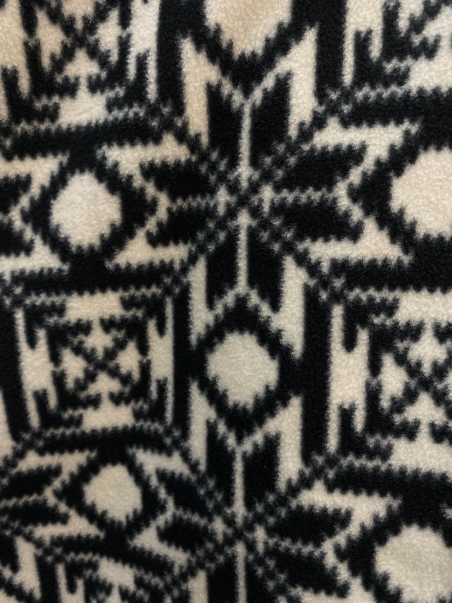 LandsEnd · Fleece Quarter Zip w/ Nordic Snowflake · Large · BlackWhite