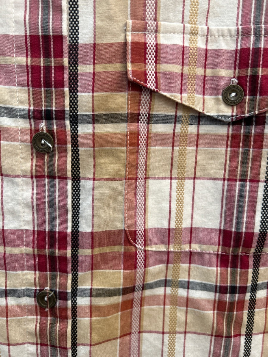 Alfred Dunner · Roll Tab Shirt · Large · BeigeMulti Plaid