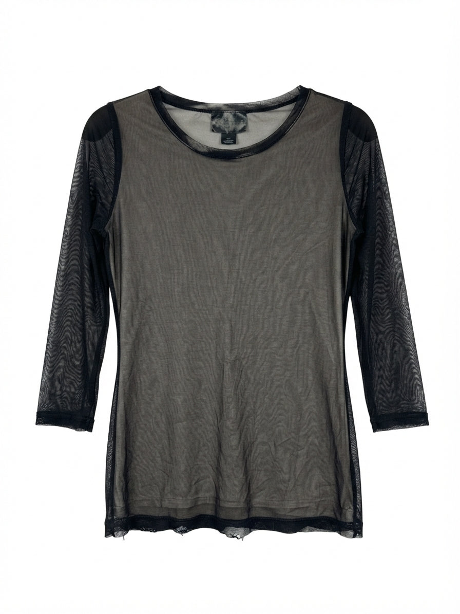 INC · Black Lace Detail Floral Design Top · Medium · Black