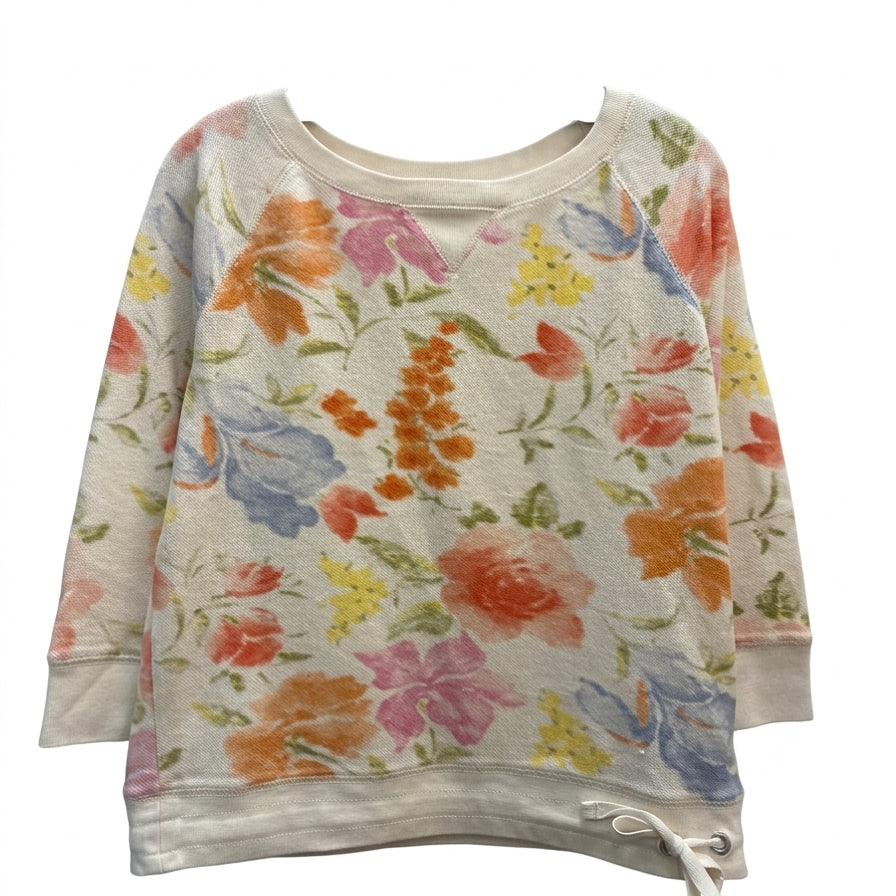 RalphLauren · Drawstring pullover top · Small · Cream Floral