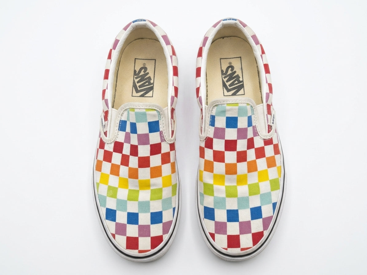 Vans · Classic Slip-On · 6.5 · Rainbow Checkerboard
