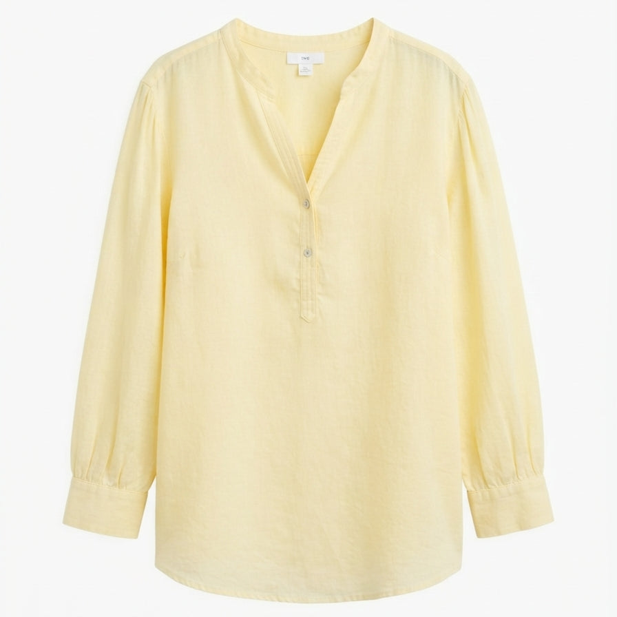 J. Jill · 3/4 Sleeve Henley Blouse · XLarge · Butter