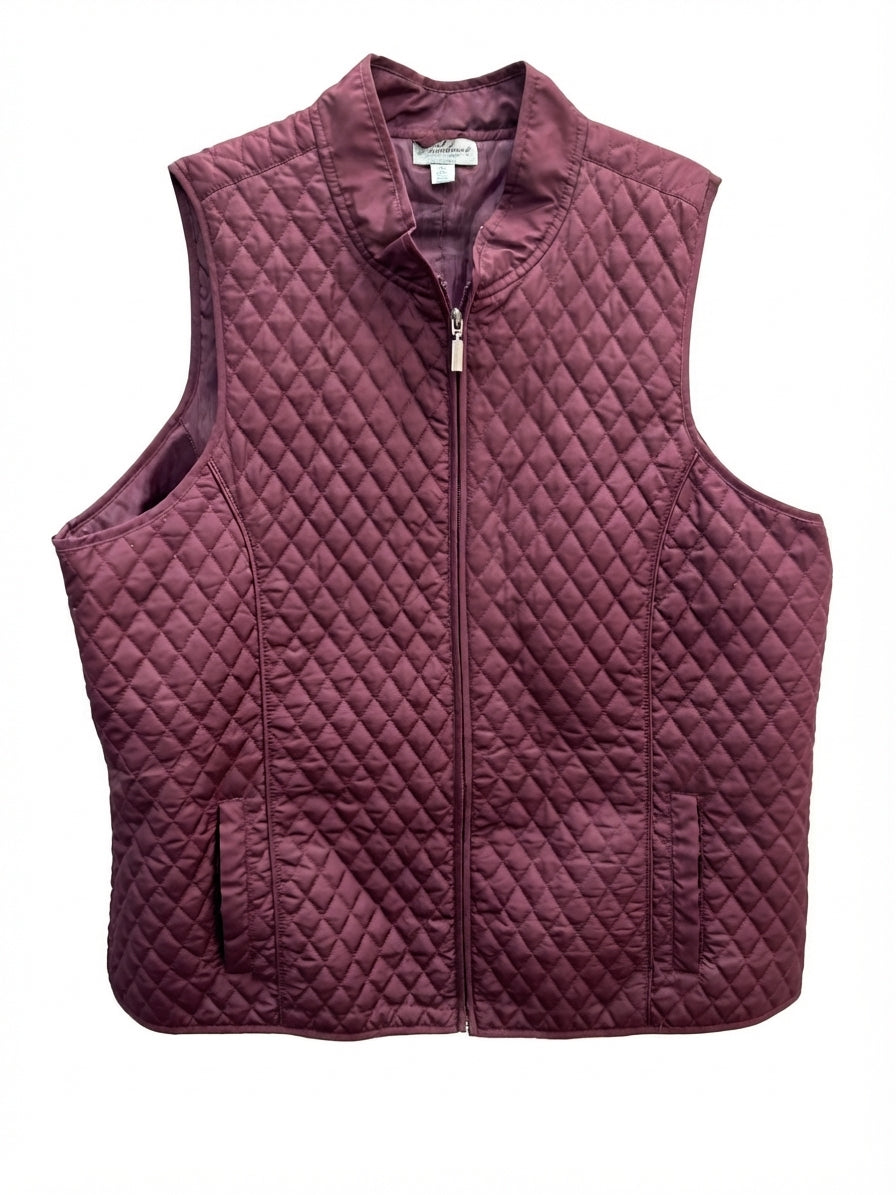 Great Northwest · Quilted Vest · 1X · Burgundy