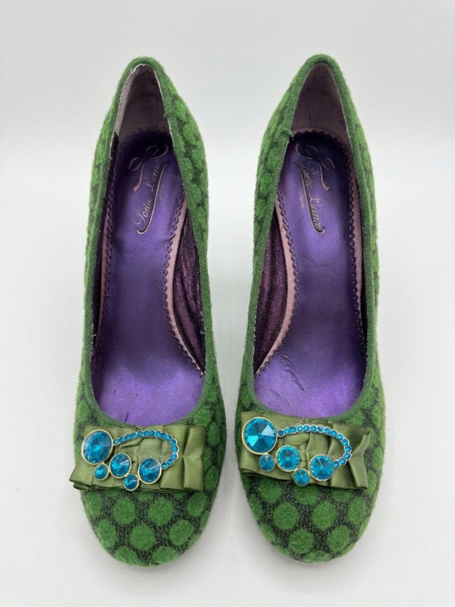 Poetic Licence · Charm School Polka Dot Pumps · 10 · GreenBlack
