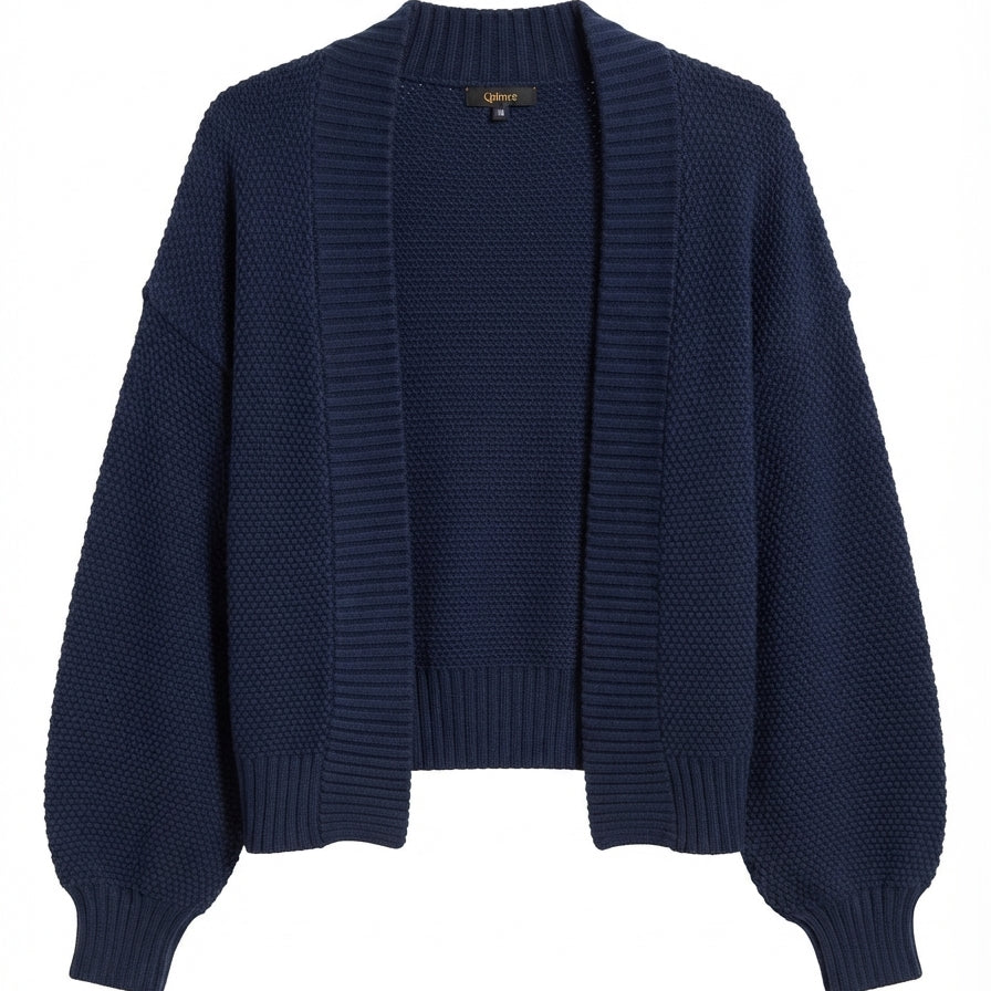 Quince · Open Drape Cardigan · Medium · Navy