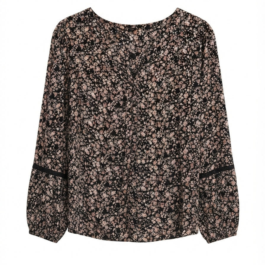 Angels · Boho Chic Top · Medium · Black Floral