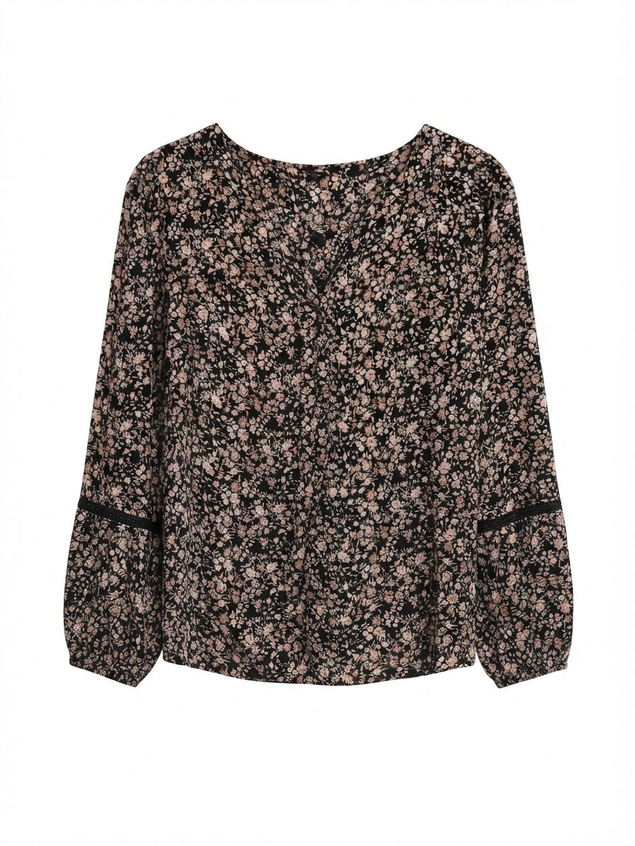 Angels · Boho Chic Top · Medium · Black Floral
