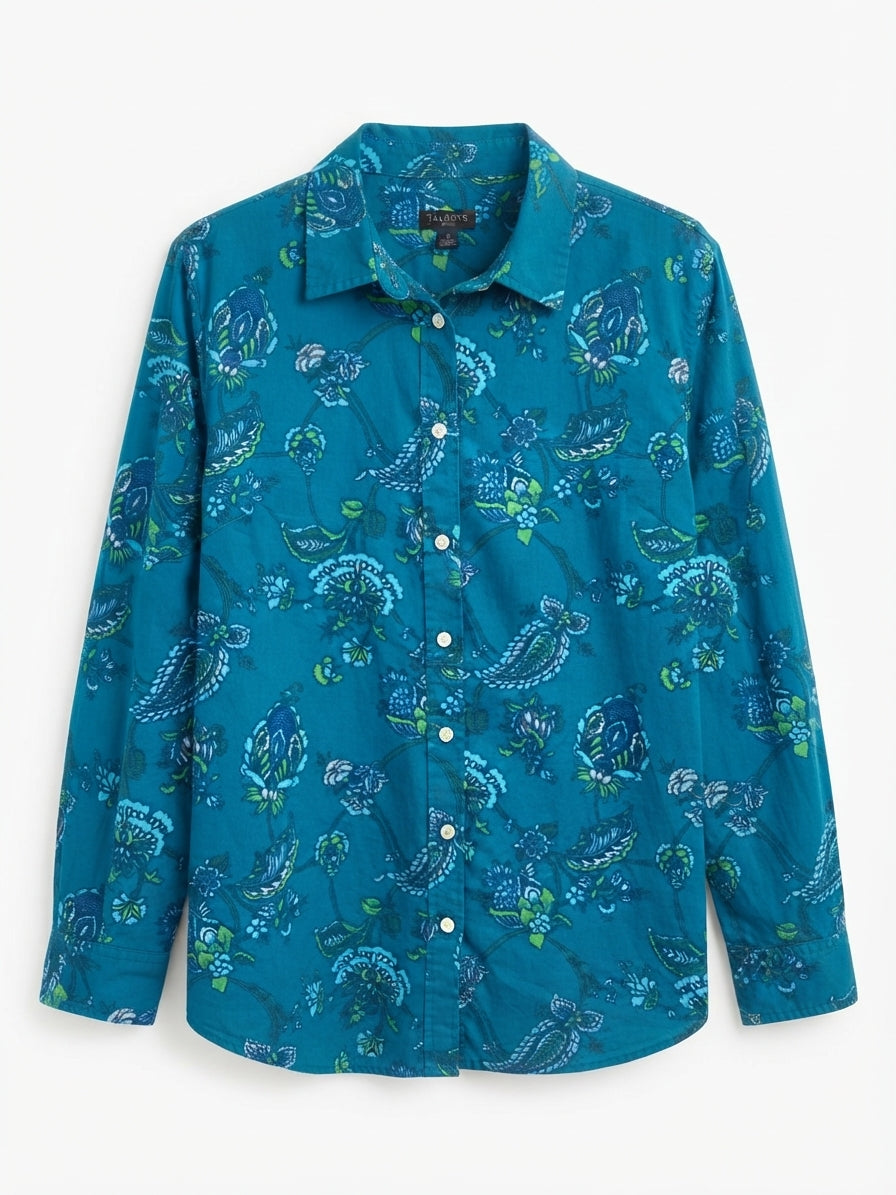 Talbots · Teal Floral Paisley Print · XLarge P