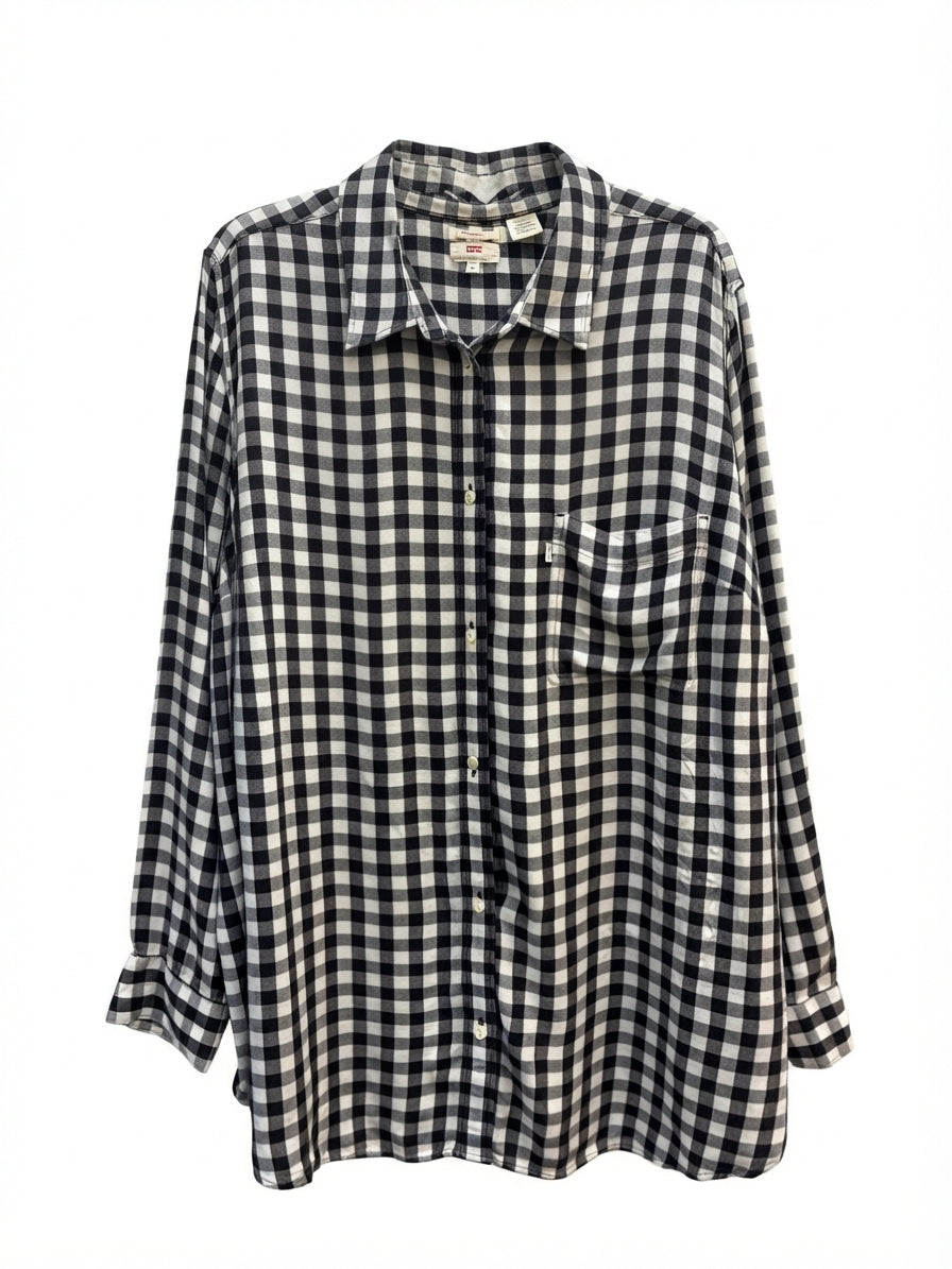 Levis · LongSleeve Shirt WhiteBlk Plaid · 3X · White/Black Plaid