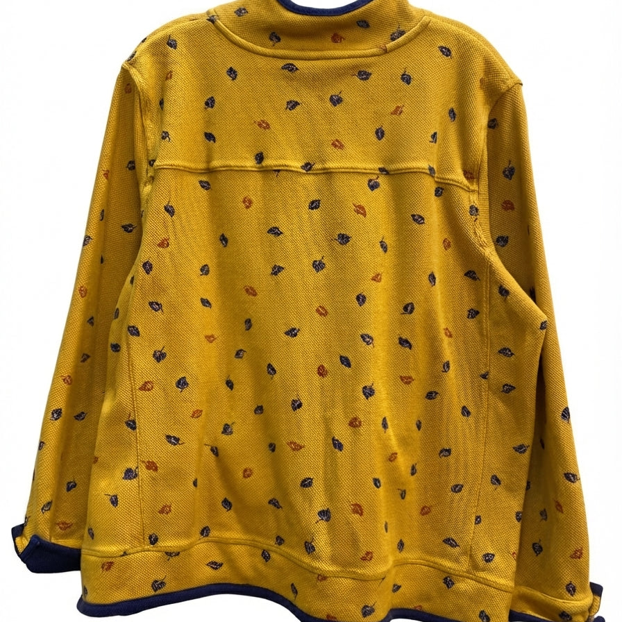 ColdwaterCreek · Falling Leaves Print Pullover · XLarge · DijonBlue