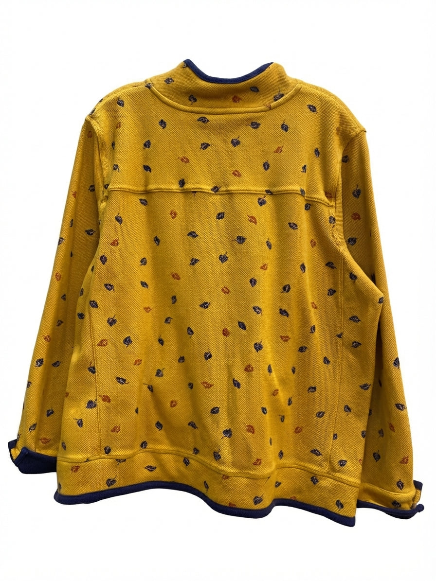 ColdwaterCreek · Falling Leaves Print Pullover · XLarge · DijonBlue