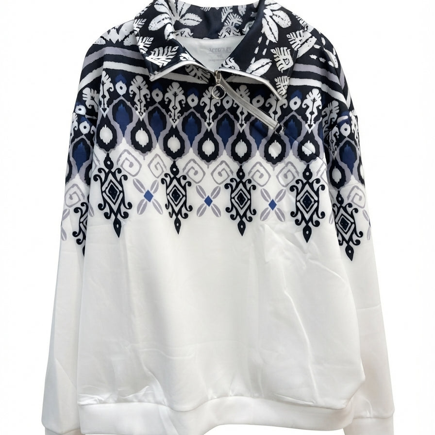 AceGolfs · Fashion Pullover · 1X · White/Navy