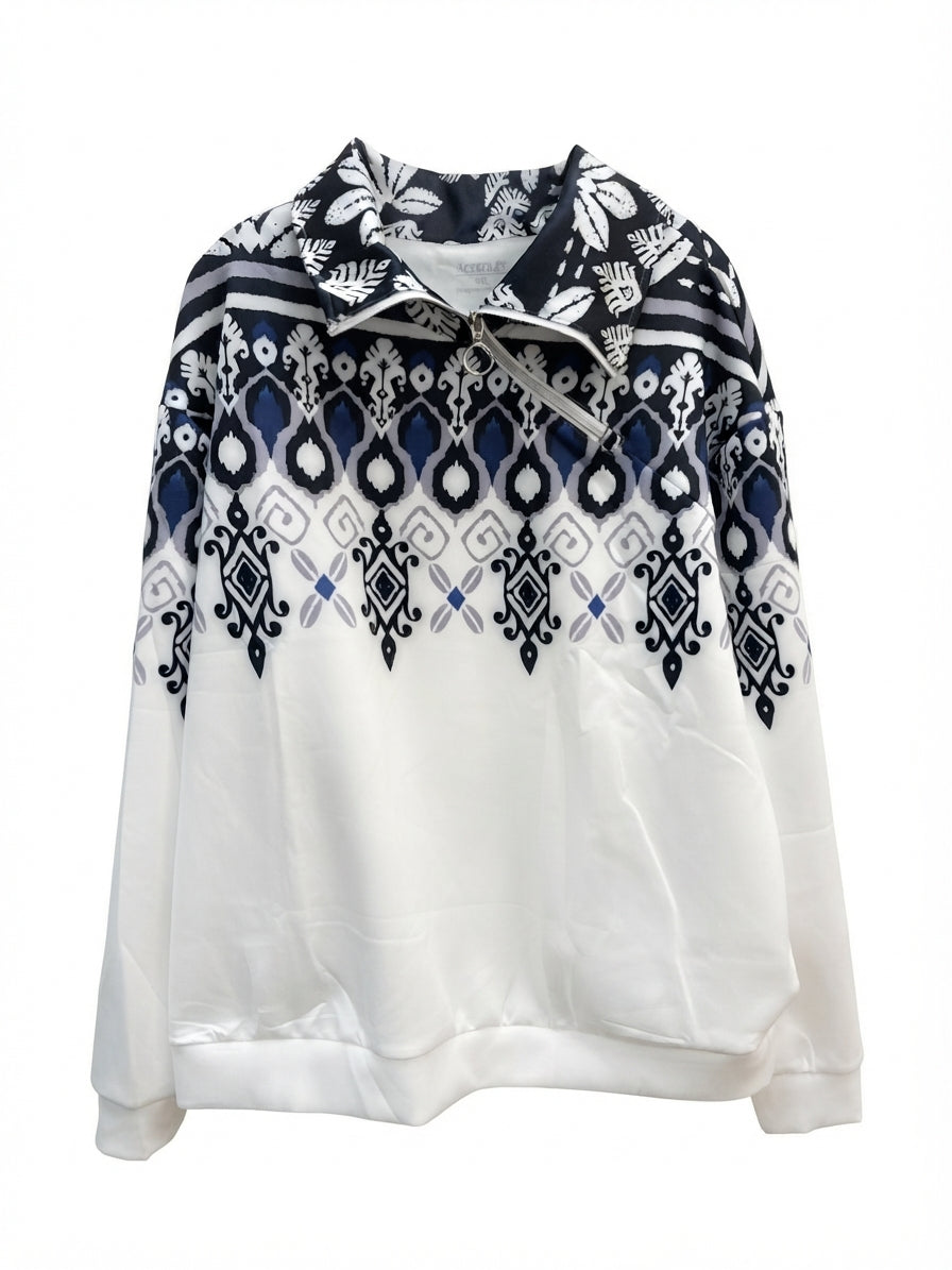 AceGolfs · Fashion Pullover · 1X · White/Navy