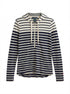 Ralph Lauren · 1/4 Zip Hoodie Cotton Blend · Medium · NavyCream Striped