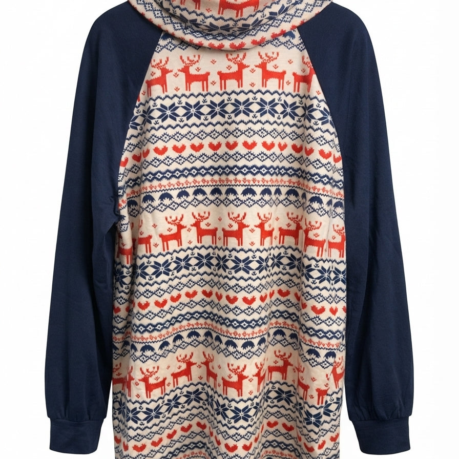 Bloomchic · Nordic Reindeer & Snowflakes · Large · Navy/Red