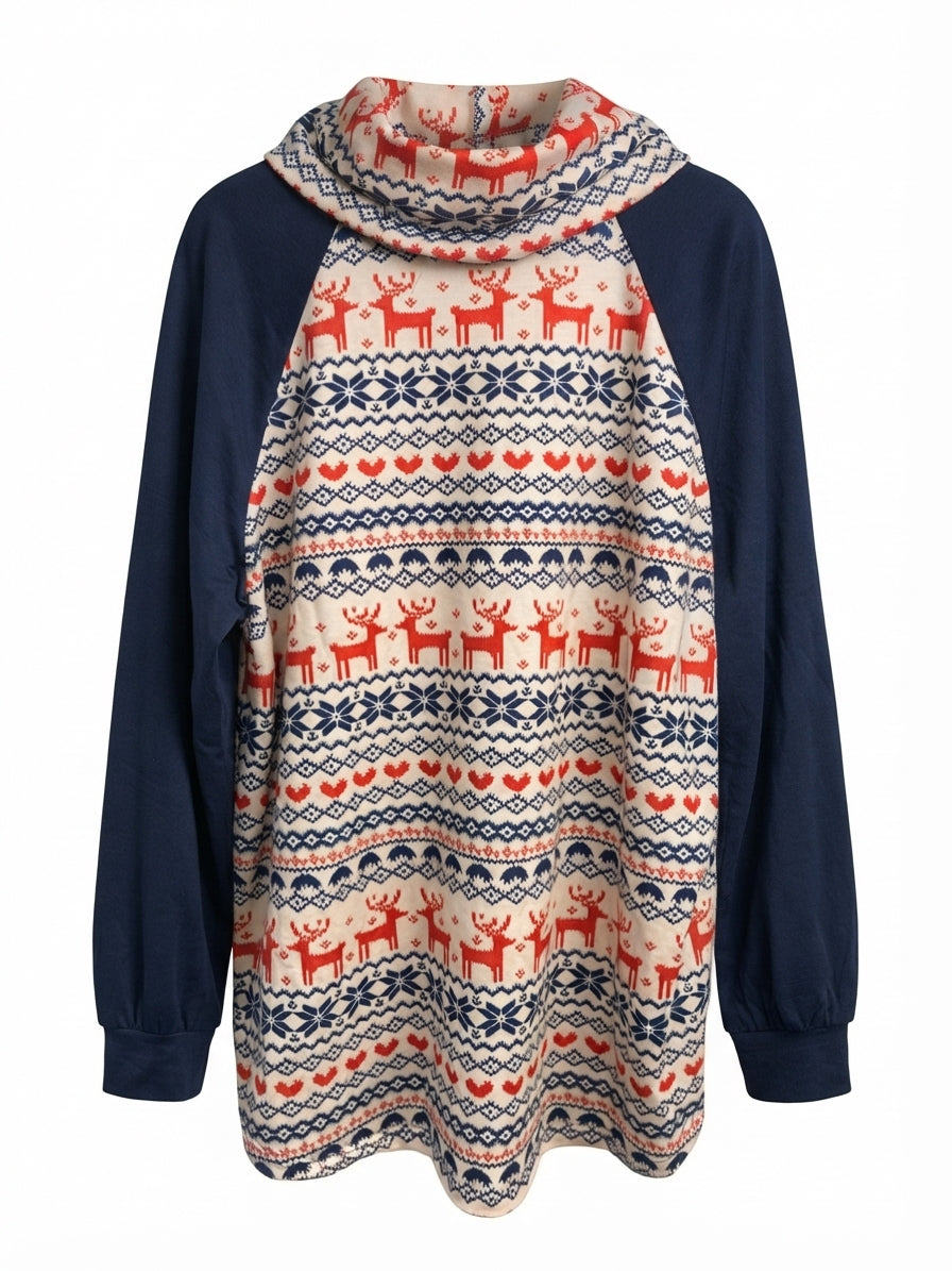 Bloomchic · Nordic Reindeer & Snowflakes · Large · Navy/Red