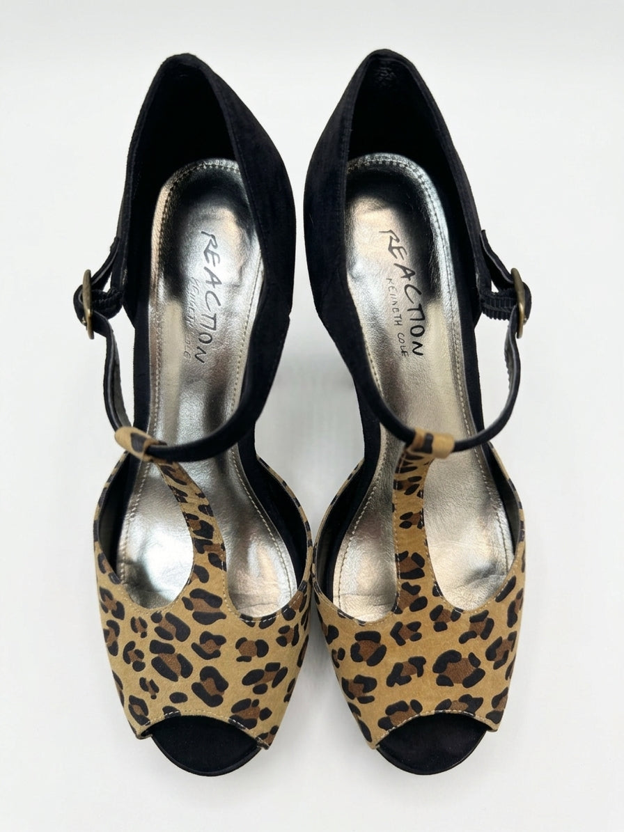 Kenneth Cole · Great Gal T-Strap Wedge Sandal · 9 · Leopard