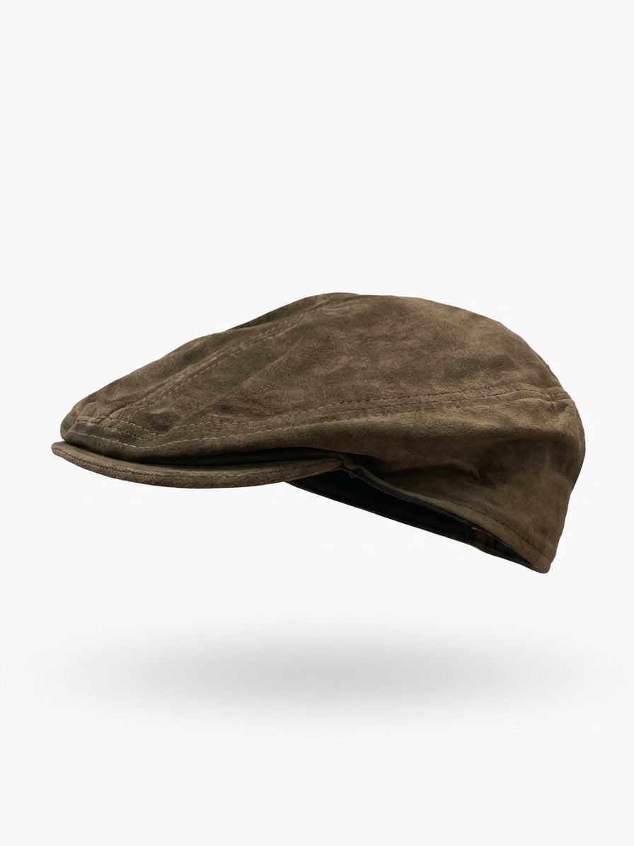 Leather Cap · Newsboy Fashion Hat · L/XL · Moss