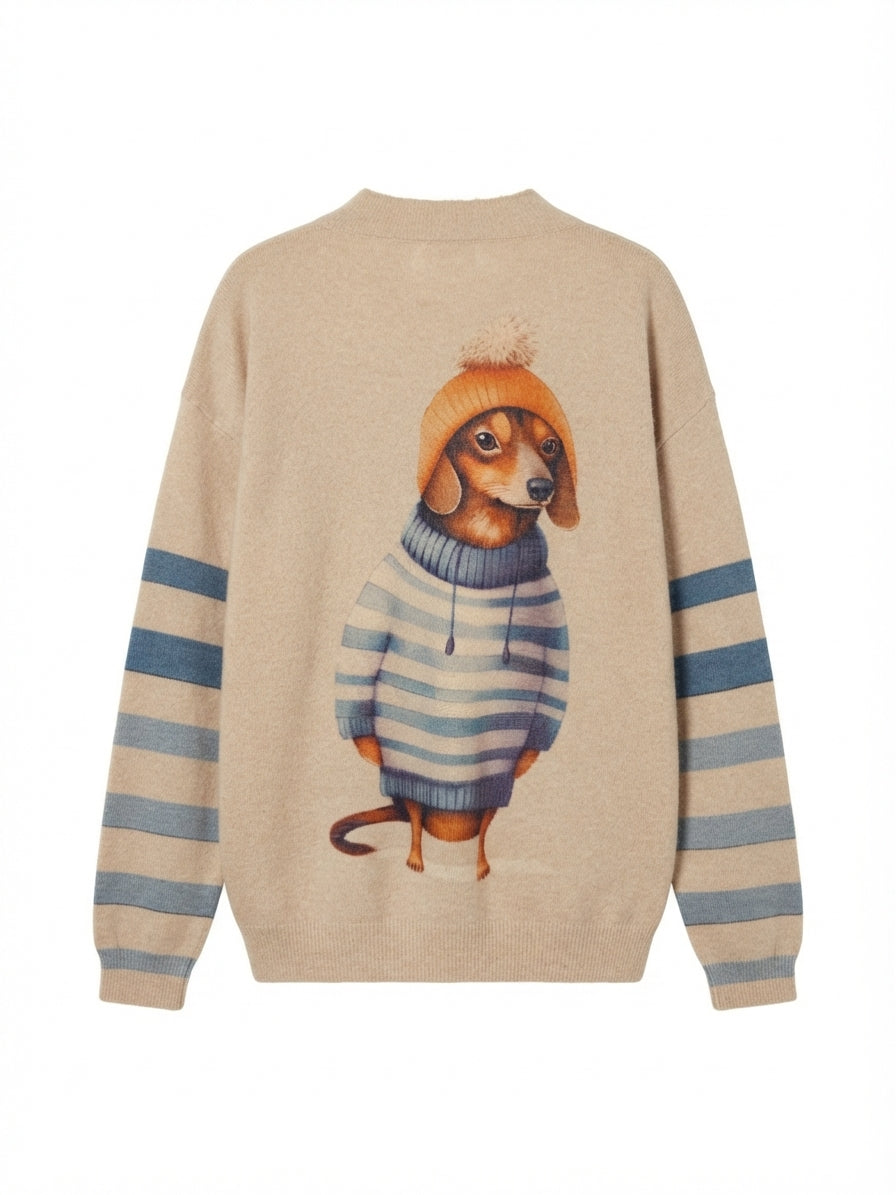 Fashion Sweater · Classic Style FashionSweater Dachshund · XLarge · BeigeBlue