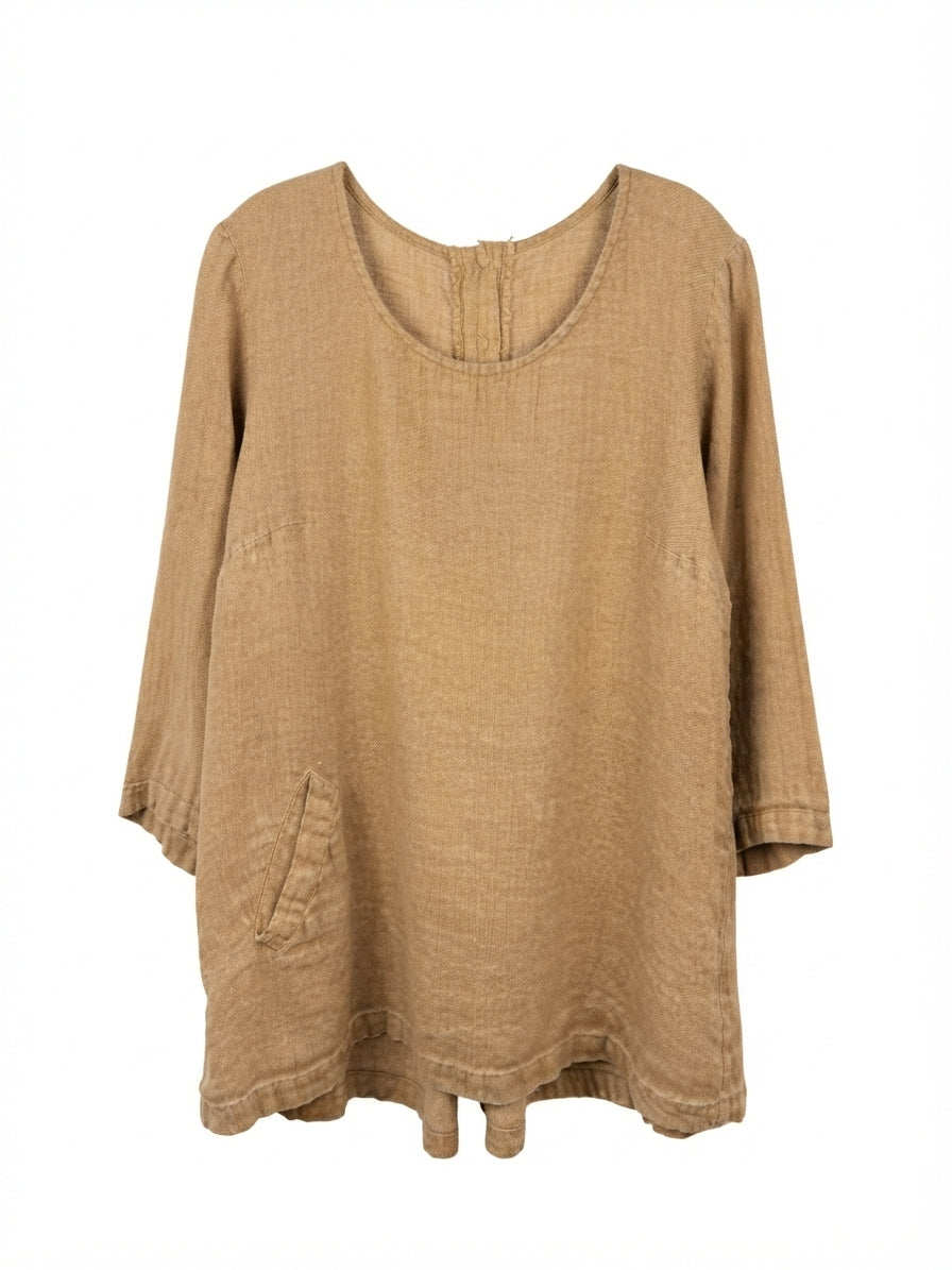 Flax · Tunic Top · Large · Wheat