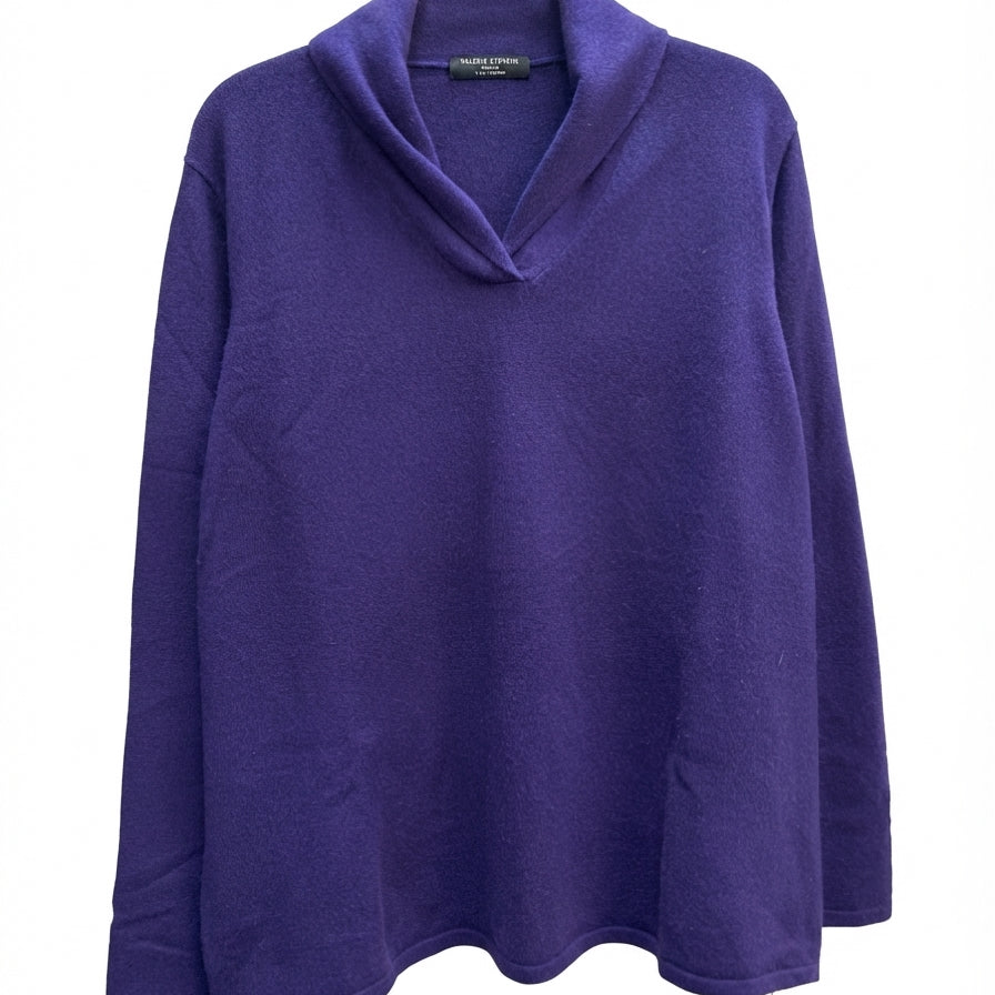 Valerie Stevens · Cashmere Split Neck · 1X · Aubergine