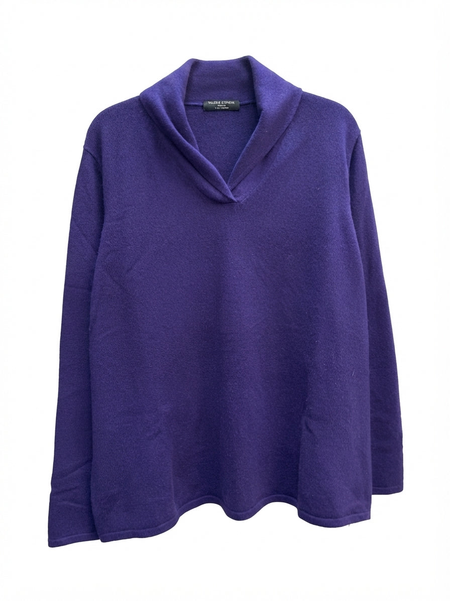 Valerie Stevens · Cashmere Split Neck · 1X · Aubergine