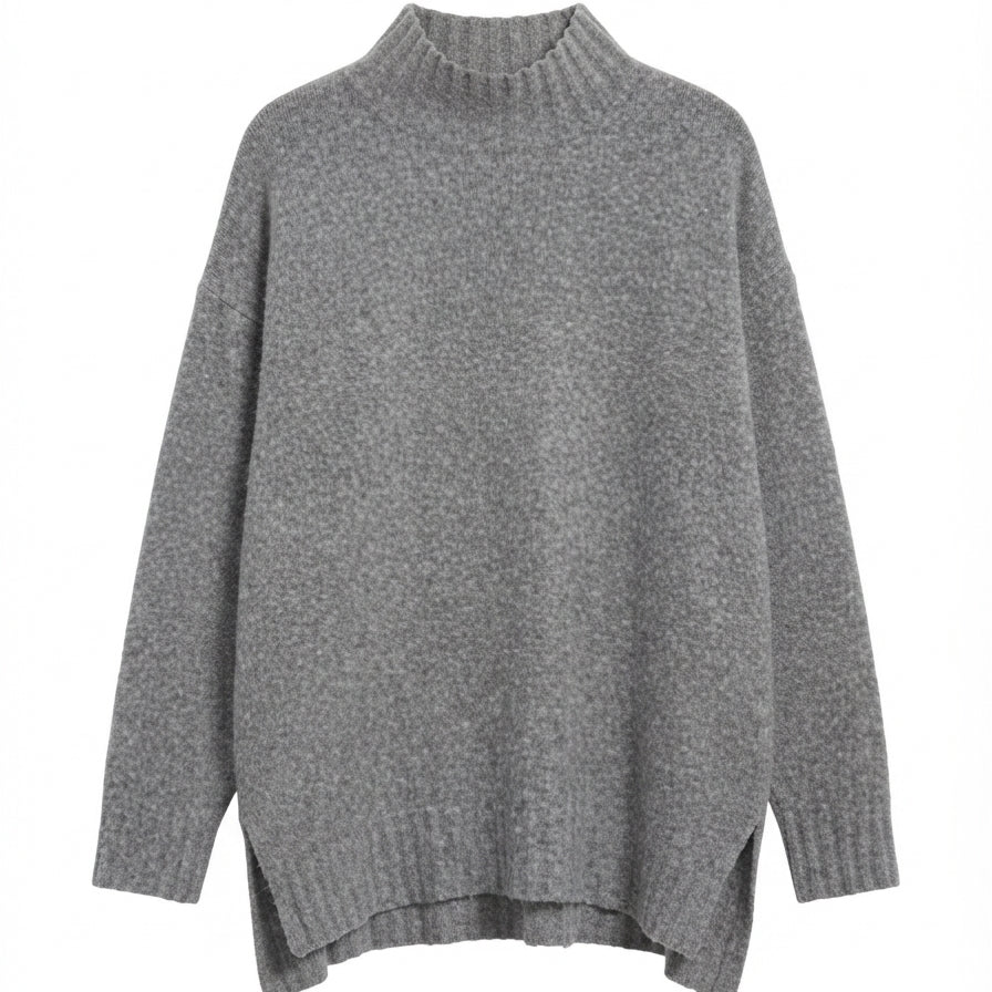 H&M · Mockneck Tunic Sweater · Large · Gray