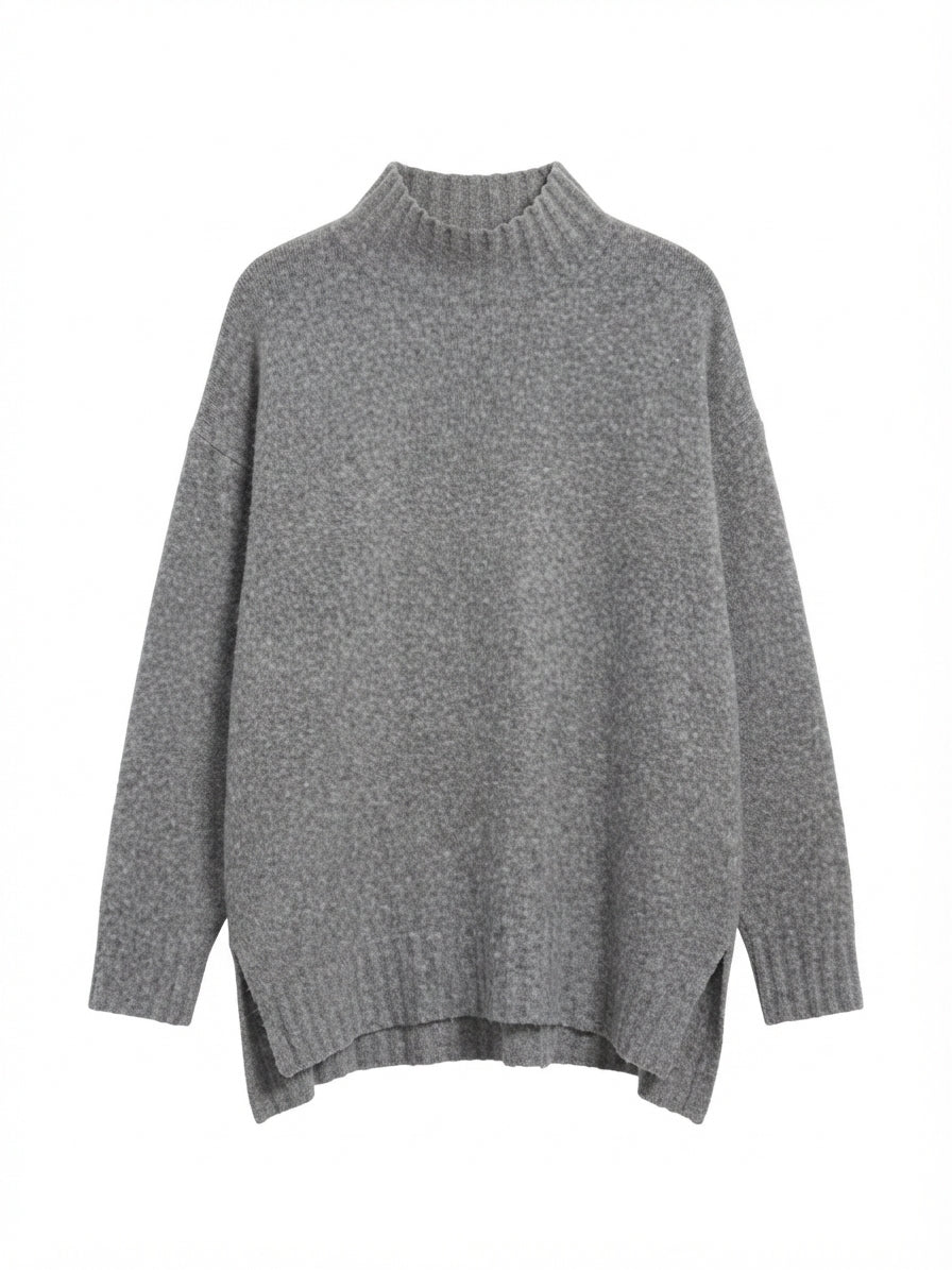 H&M · Mockneck Tunic Sweater · Large · Gray
