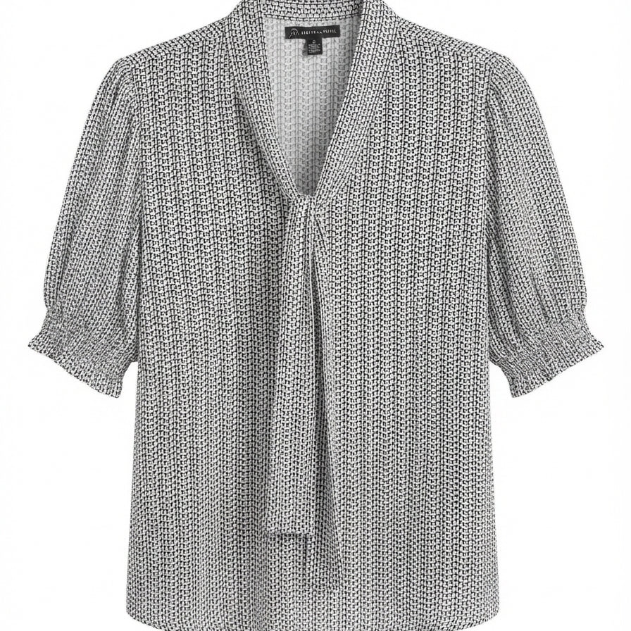 Adrianna Papell · Elbow Length Top · Large · WhiteBlk