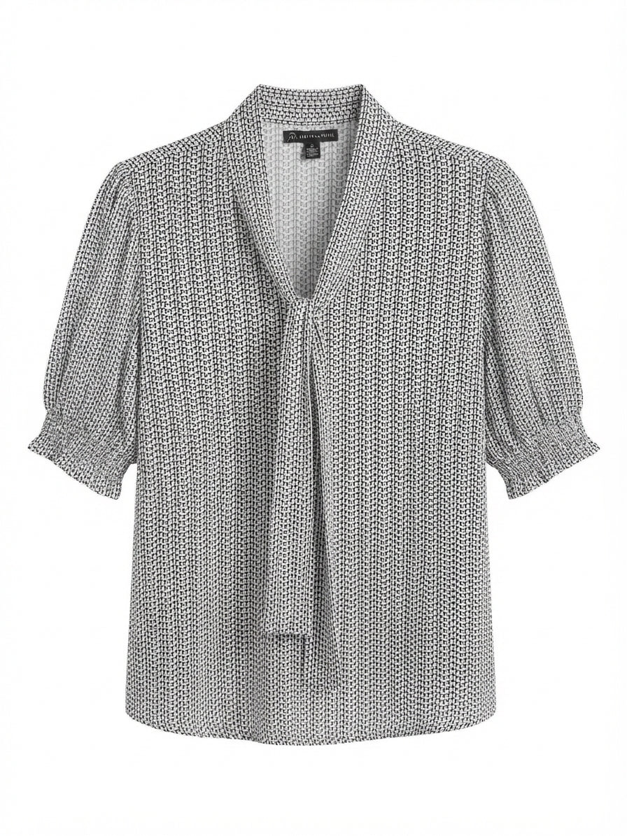 Adrianna Papell · Elbow Length Top · Large · WhiteBlk