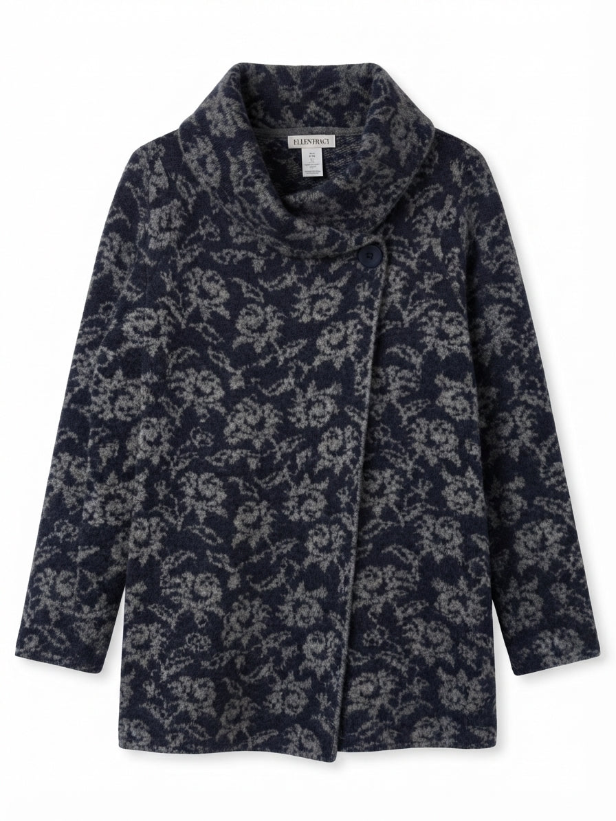 Ellen Tracy · CowlDrape · 1X · Navy Gray