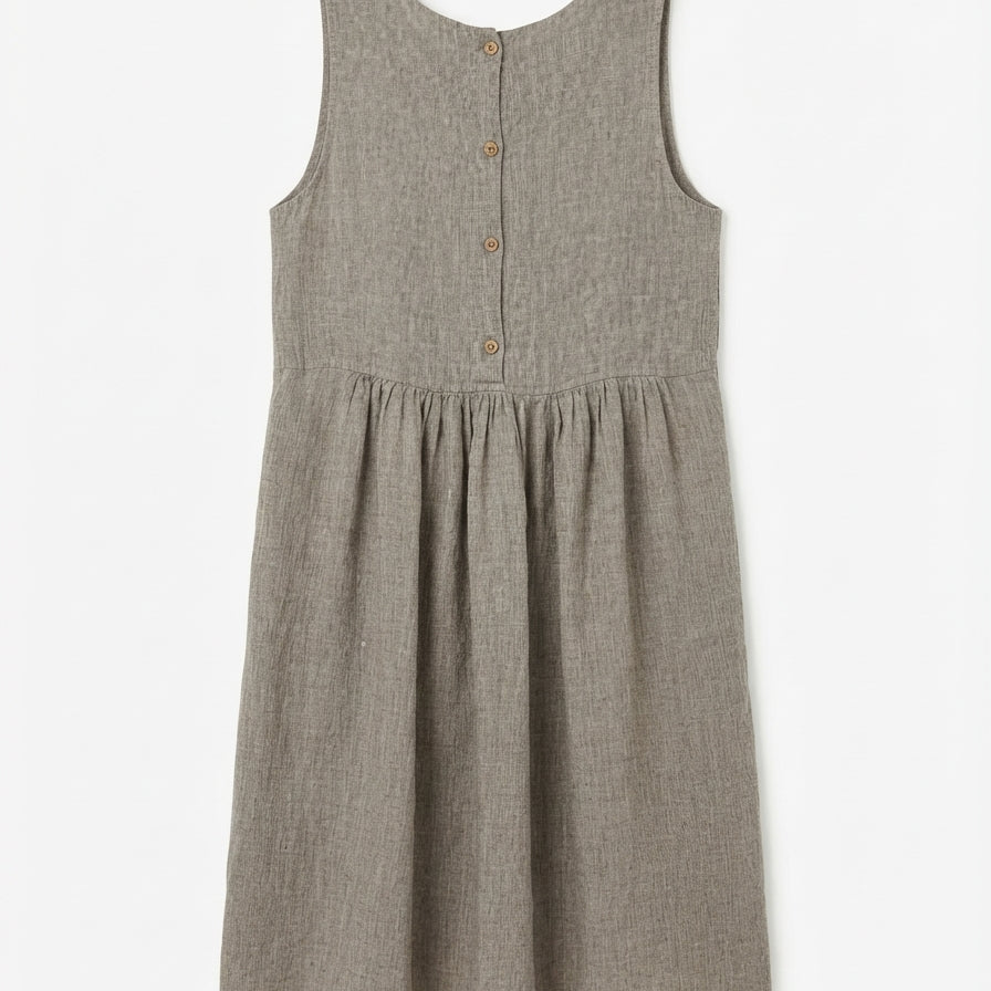 FLAX · Sleeveless Dress · Small · BrownWhite