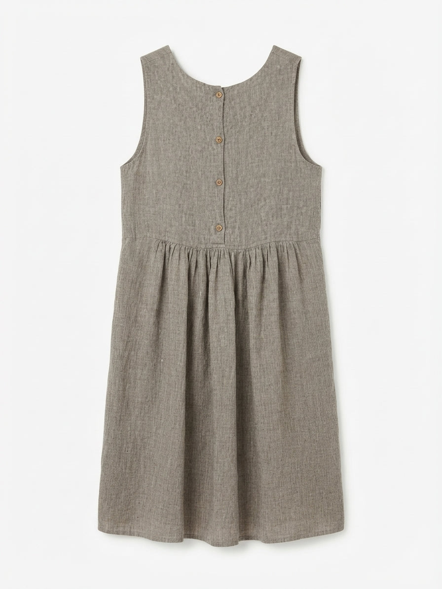 FLAX · Sleeveless Dress · Small · BrownWhite