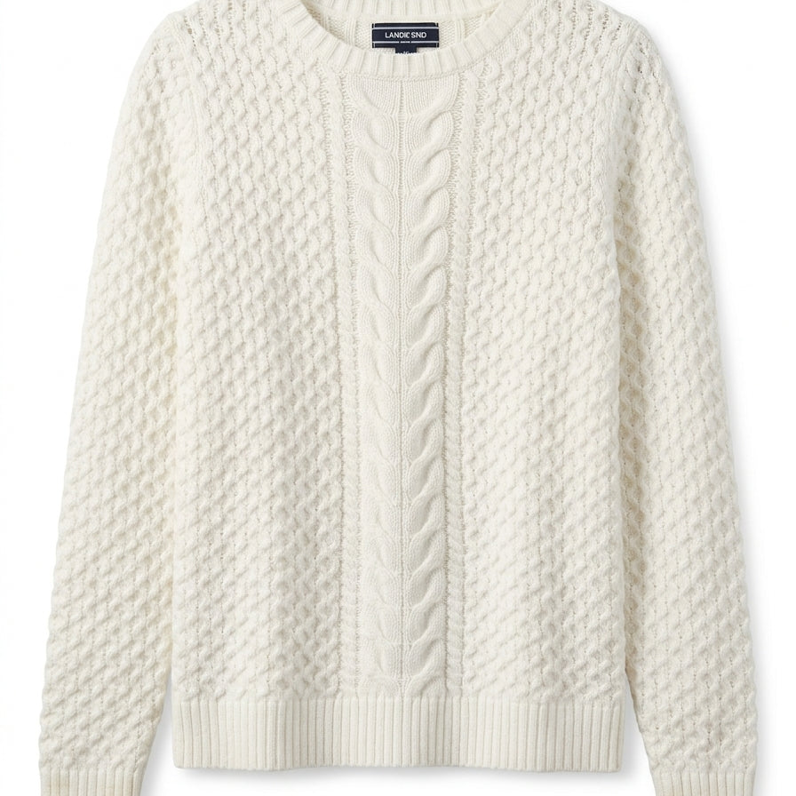 LandsEnd · Cable Knit · Small · Cream
