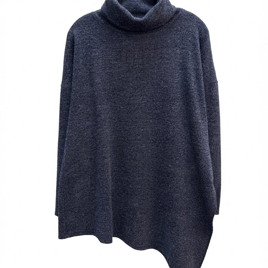 RachelRoy · Turtleneck Tunic Sweater · Medium · NavyGray