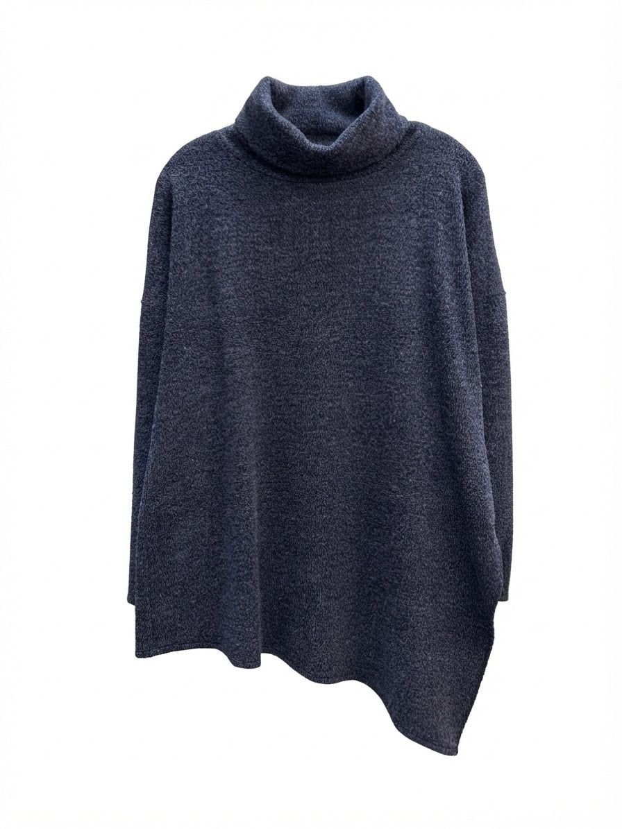 RachelRoy · Turtleneck Tunic Sweater · Medium · NavyGray