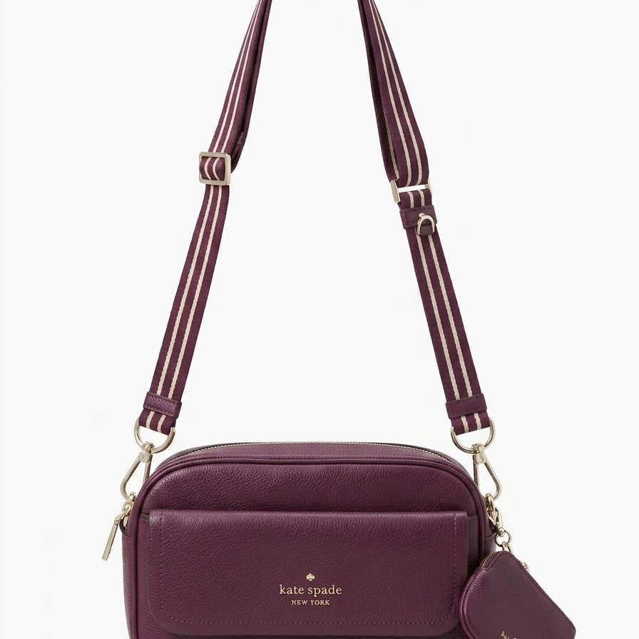 Kate Spade · Rosie Pebbled Leather Flap Camera Bag · Crossbody · Plum