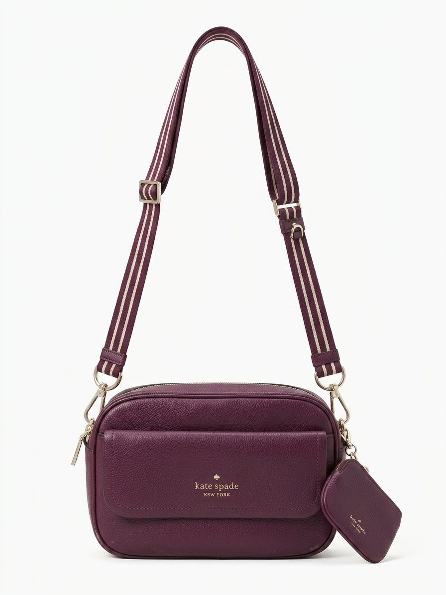 Kate Spade · Rosie Pebbled Leather Flap Camera Bag · Crossbody · Plum
