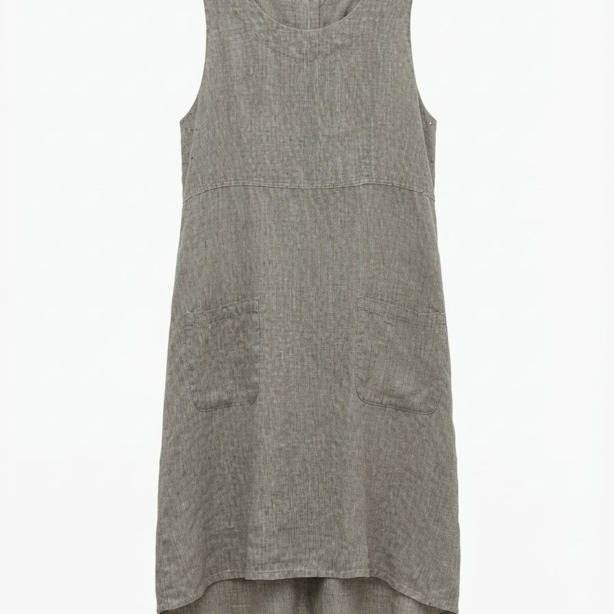 FLAX · Sleeveless Dress · Small · BrownWhite