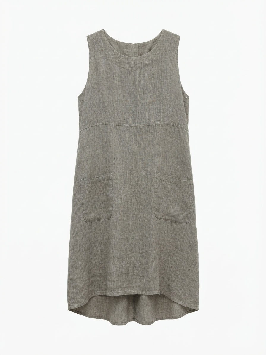 FLAX · Sleeveless Dress · Small · BrownWhite