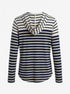 Ralph Lauren · 1/4 Zip Hoodie Cotton Blend · Medium · NavyCream Striped